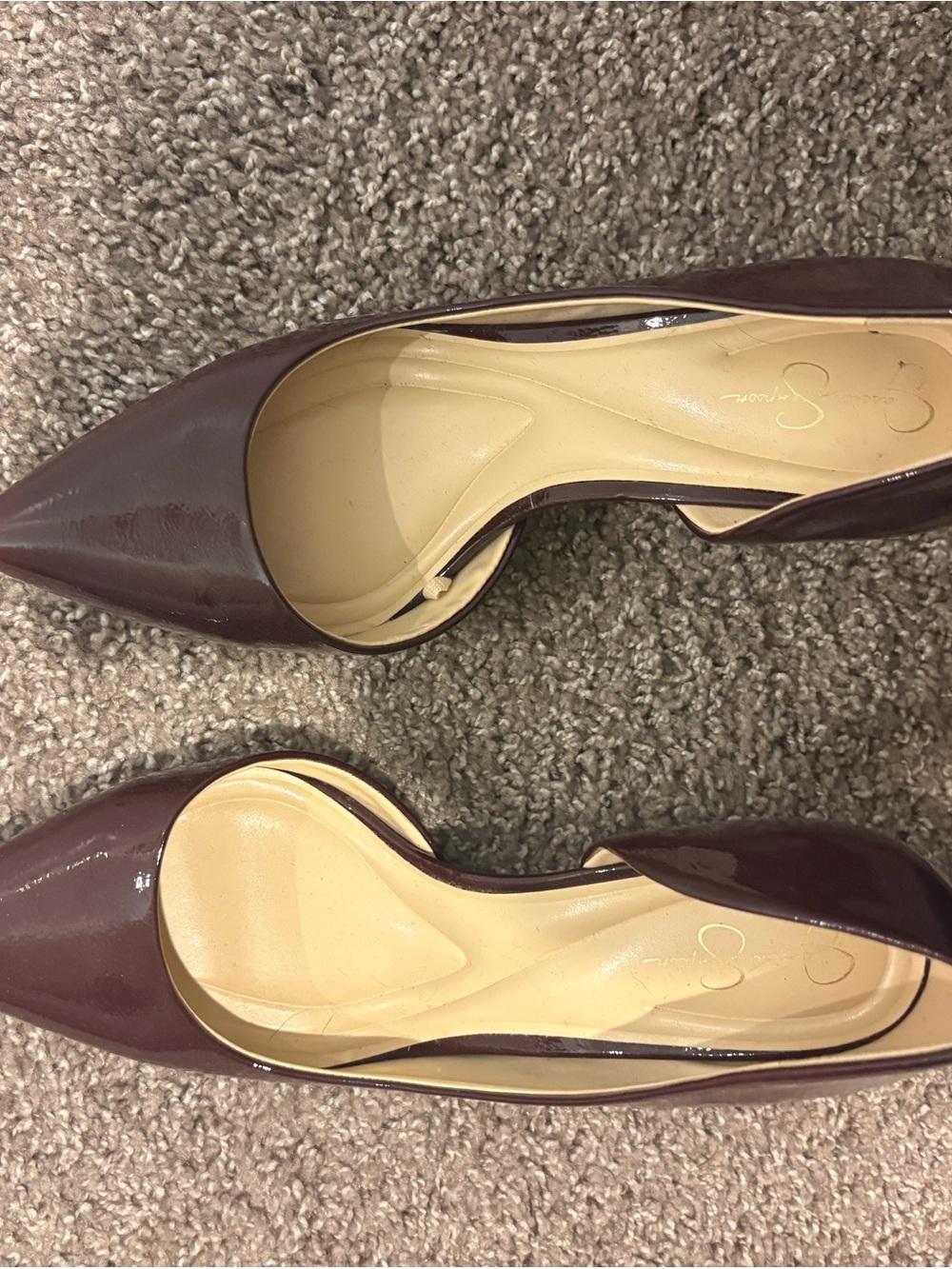Jessica Simpson Patent D'Orsay Pumps in Dark Burgundy